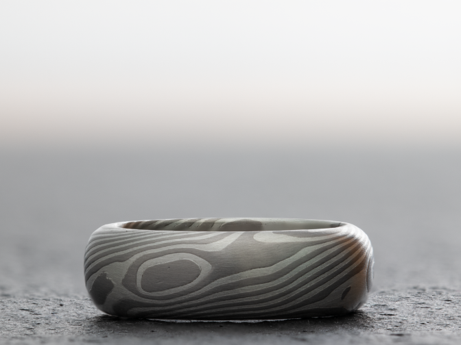 Mokume Gane Ring Holzmaserung  – Comfort Fit