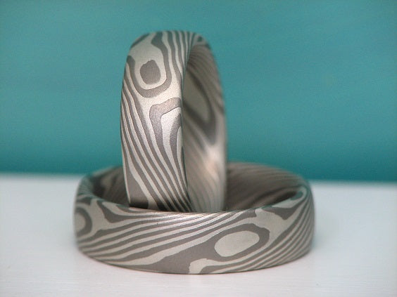 Mokume Gane Eheringe, Palladium & Silber