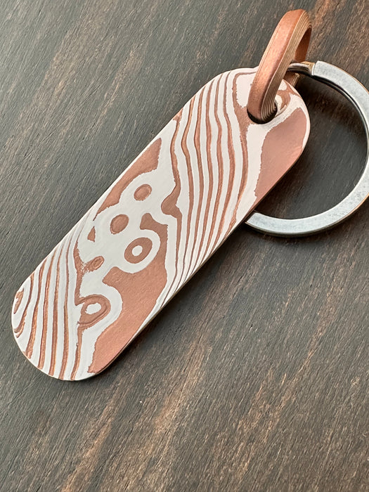 Schlüsselanhänger Mokume Gane – Silber &  Kupfer, Torsionsmuster