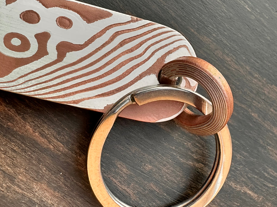Schlüsselanhänger Mokume Gane – Silber &  Kupfer, Torsionsmuster