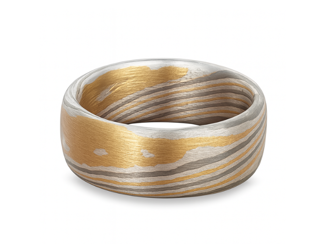 Mokume Gane Ring Holzmaserung  – Comfort Fit